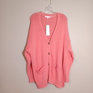 Adyson Parker Vneck sweater cardigans in neon peach Slouchy Plus Size 3X New NWT